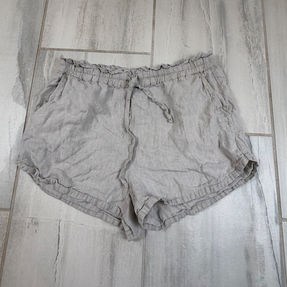 Faherty Womens Linen‎ Paperbag Waist Shorts Oatmeal Beige WBU2404-FLX Medium